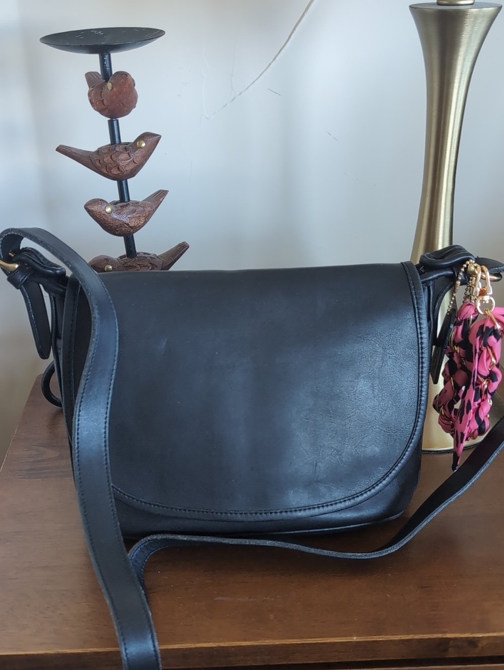 VINTAGE COACH 🖤Black leather Flap Messenger bag 4150 Fletcher Crossbody